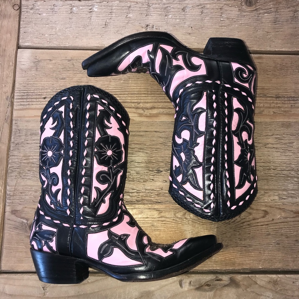 Vintage Old Gringo Pink & Black Jude Boot Size 7